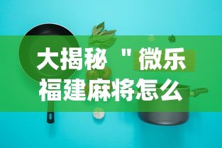 大揭秘 ＂微乐福建麻将怎么打才会赢”(必备工具)辅助教学